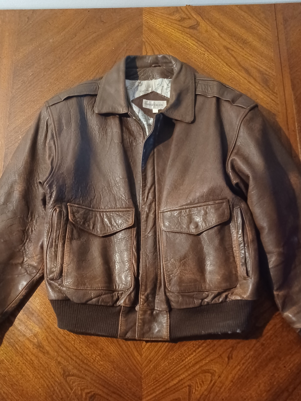 Men's Brown Leather Bomber Jacket